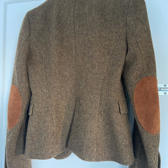 ZARA Green Brown 100% Woo Blazer Blazer with Elbow Patches - Picture 3 of 3